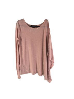 BCBG Max Azria Powder Pink Asymmetrical Long Sleeve Top XS Cold Shoulder